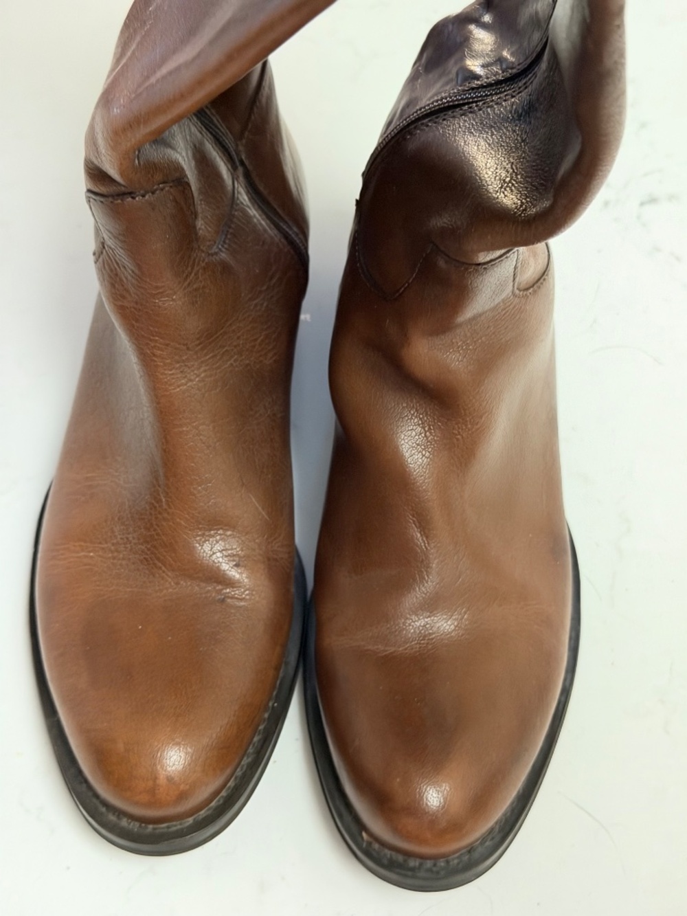 BRAVO BROWNS Tall Leather Cognac Colour Boots Size 35